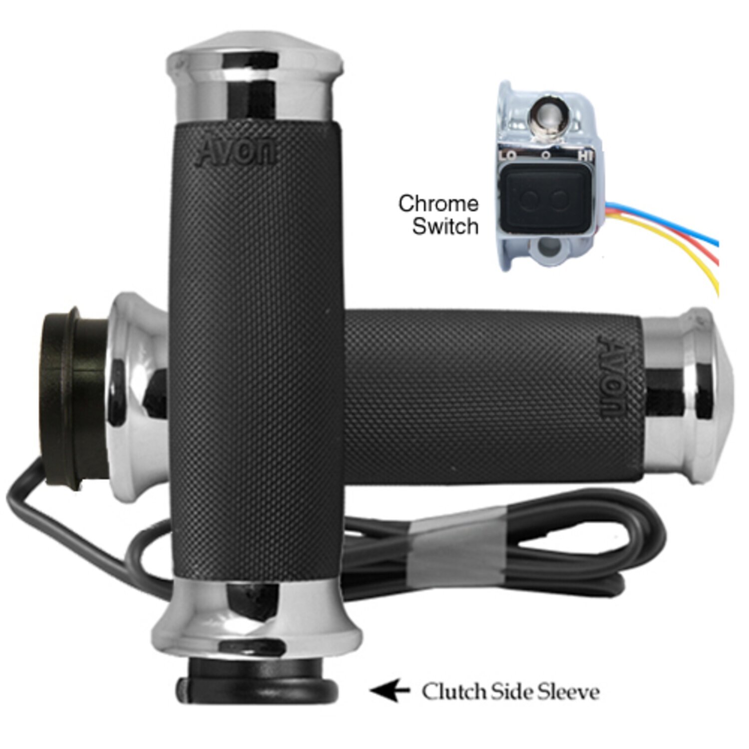 Avon, Heated Custom Contour Grips, Chrome , e- Throttle