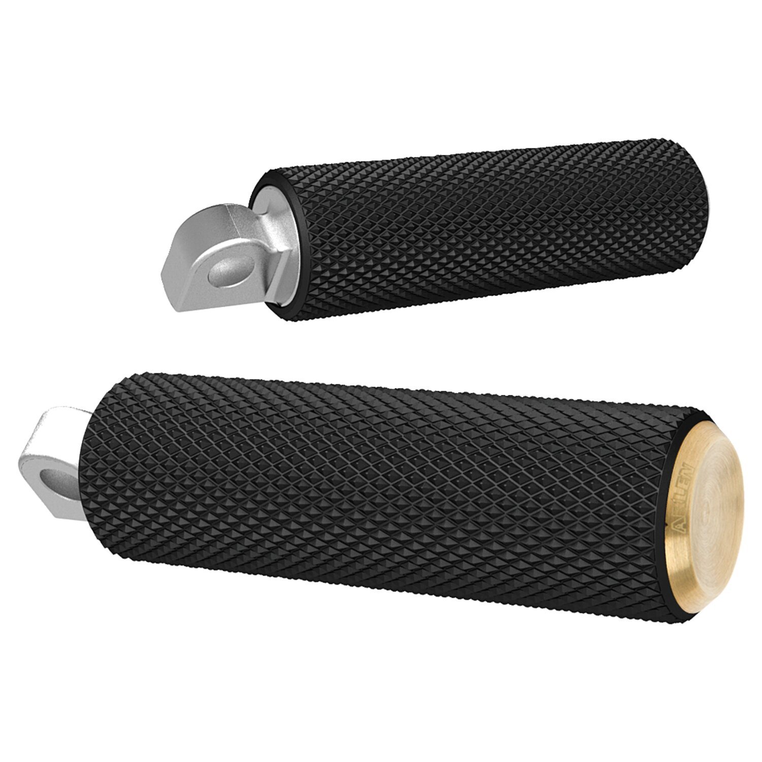 Arlen Ness, Fusion foot pegs, Knurled. Brass end caps, Gold
