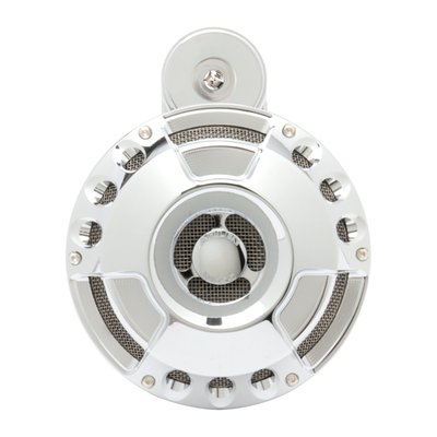 Chrome plated finish. CNC machined from forged billet 6061-T6 aluminum. With 110 dB output, which is louder than stock. Diameter 150mm. 

Note: Arlen Ness horns can be style matched to other Arlen Ness components like air cleaners, foot pegs, grips, gas caps, head lamps, etc.