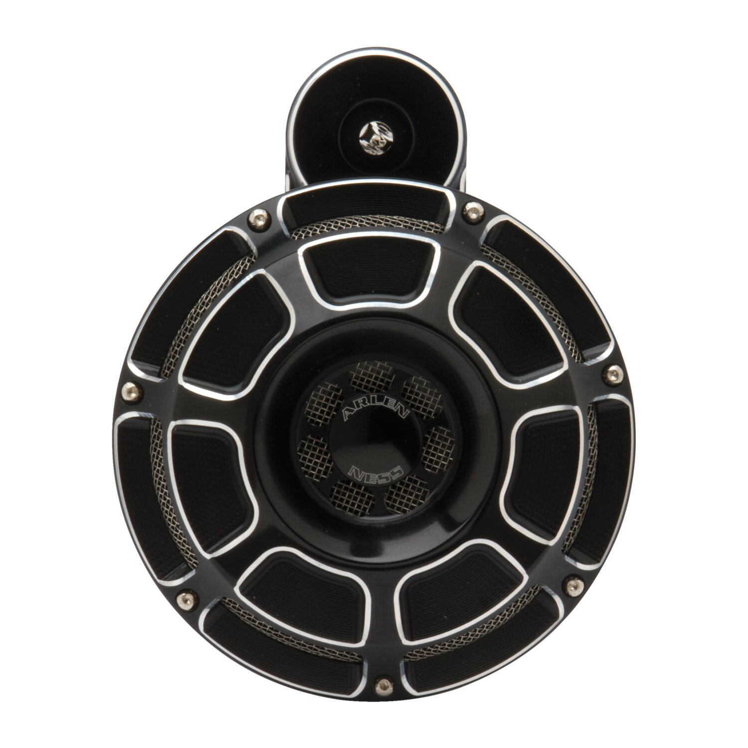Arlen Ness, billet horn kit, Beveled. Black CC