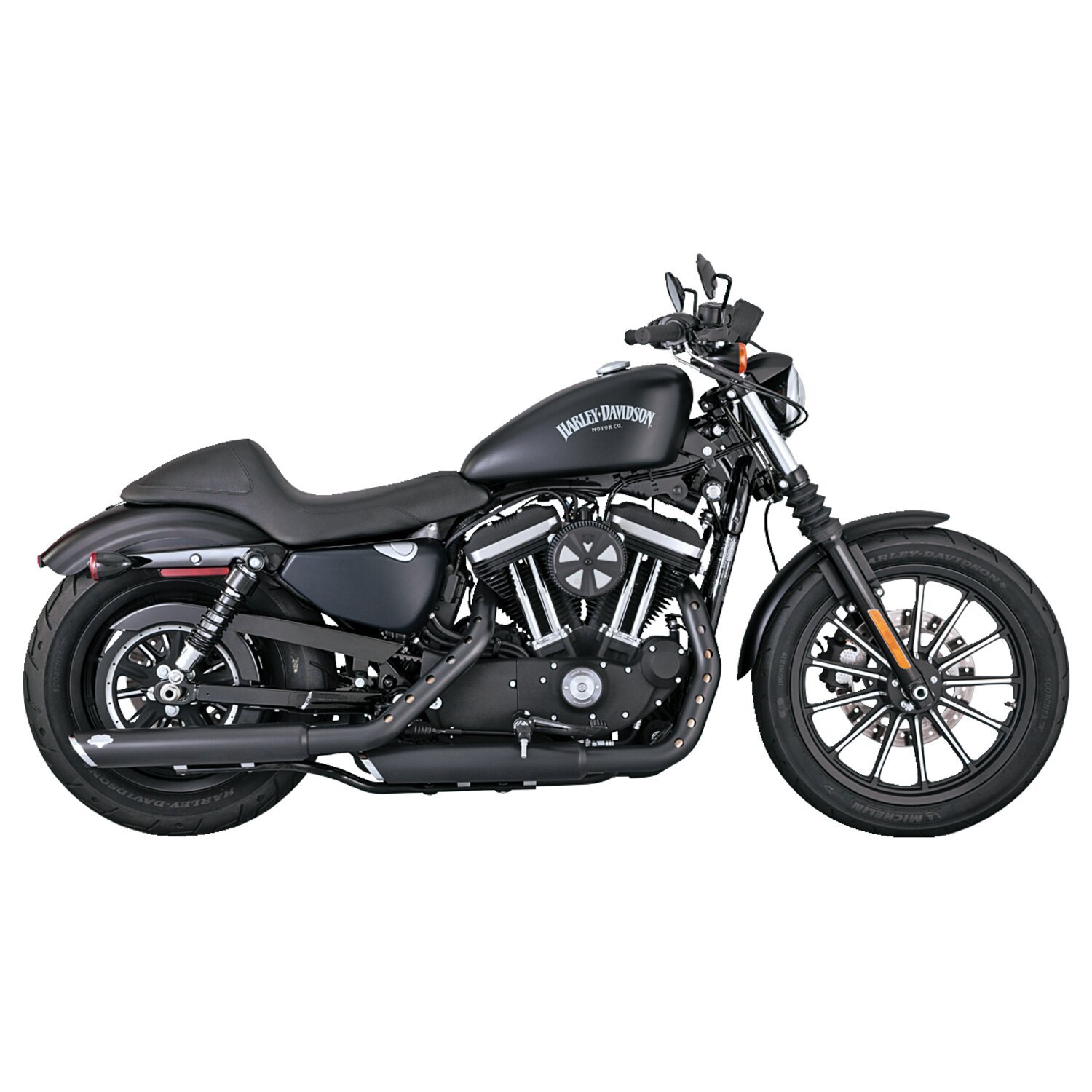 Vance & Hines, Twin slash 3" slip-on PCX mufflers, Black, Matte