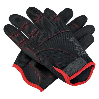 Biltwell Moto Gloves are designed for riding and working on motorcycles—no carbon fiber, no fringe and no compromises. Rugged single- and double-needle polyester stitching throughout and smart screen thumb and finger tips. Synthetic leather palms provide traction while ventilated backs breathe to keep hands cool and dry.