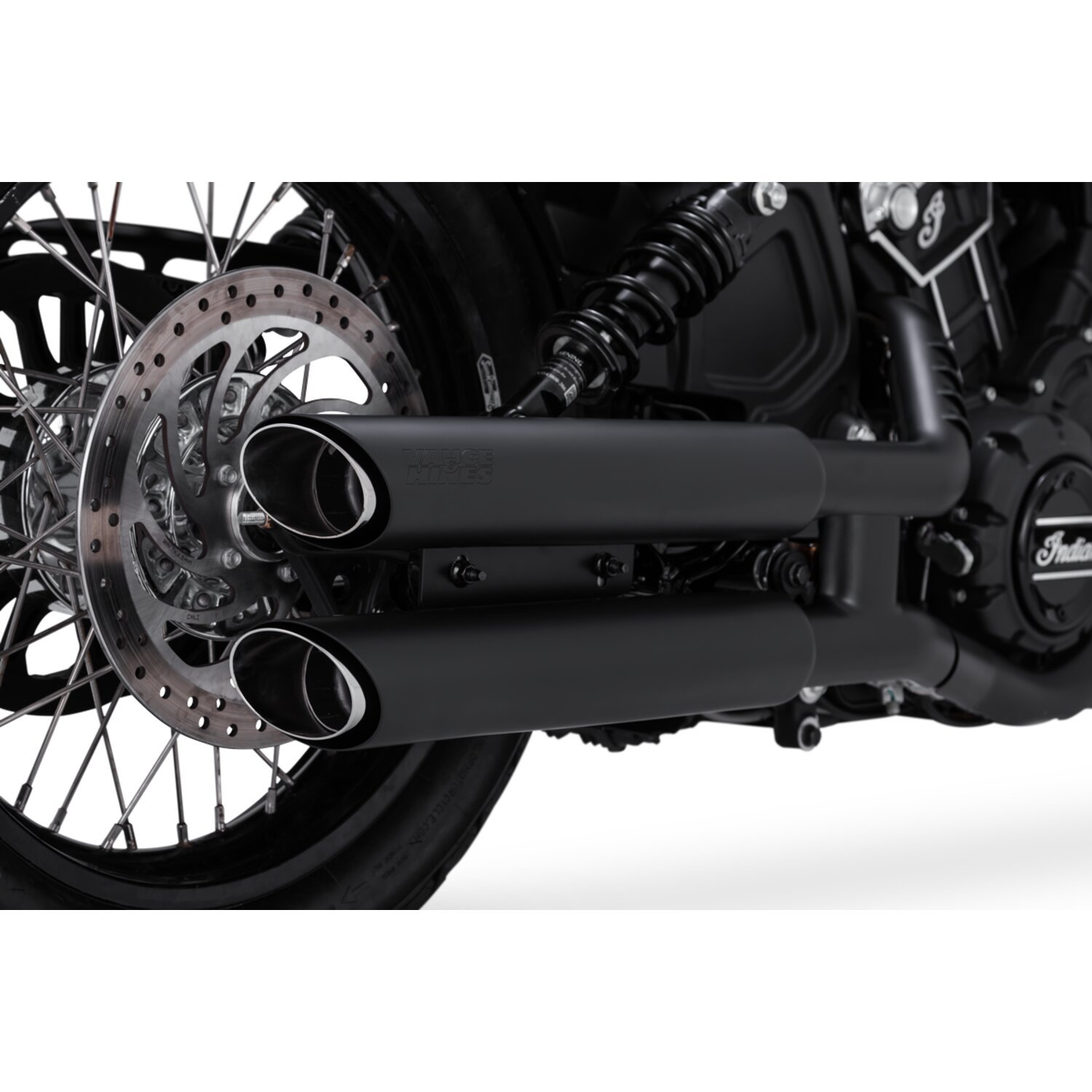 Vance & Hines, Twin slash 3" slip-on PCX mufflers, Black, Gloss