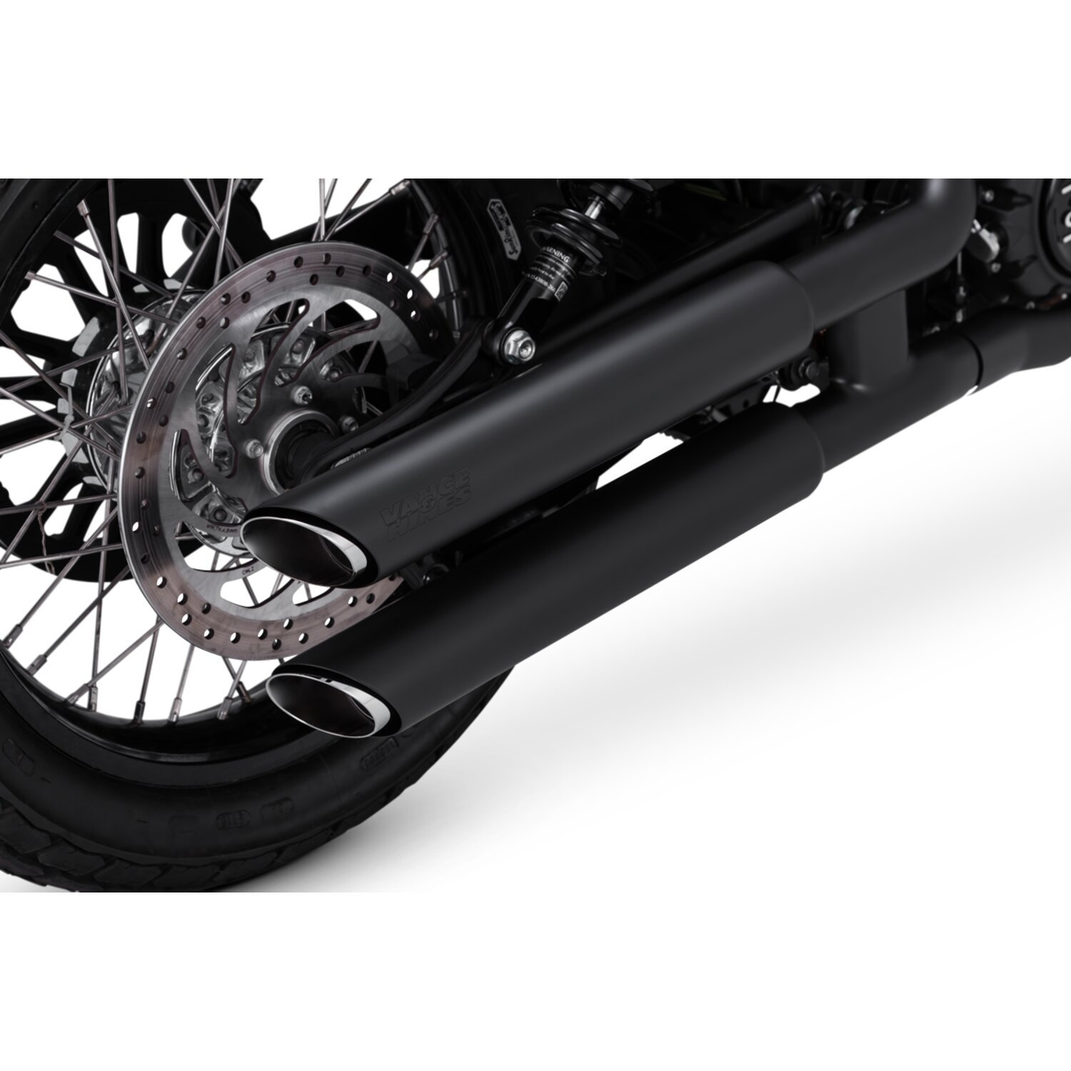 Vance & Hines, Twin slash 3" slip-on PCX mufflers, Black, Gloss