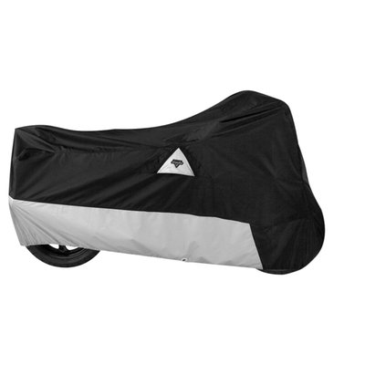 100% waterproof rain cover with all seams electronically heat sealed. Made from top quality UV-treated Tri-Max® polyester in a Medium weight version. Perma-Venting® system helps prevent condensation build-up. Silver heat-resistant lower panels. Soft windshield liner helps protect against scratching and hazing. Elastic bottom with one-inch grommets at center and front wheel for snug bottom fit. Packed in carry-all. 
Approx. dimensions: 111” (282cm) long x 54” (137cm) high x 37” (93cm) wide