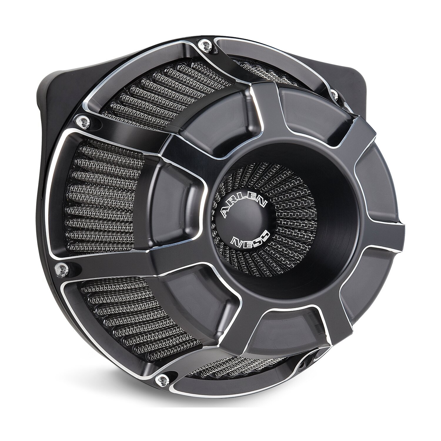 Arlen Ness, inverted air cleaner kit 'Beveled'. Black CC