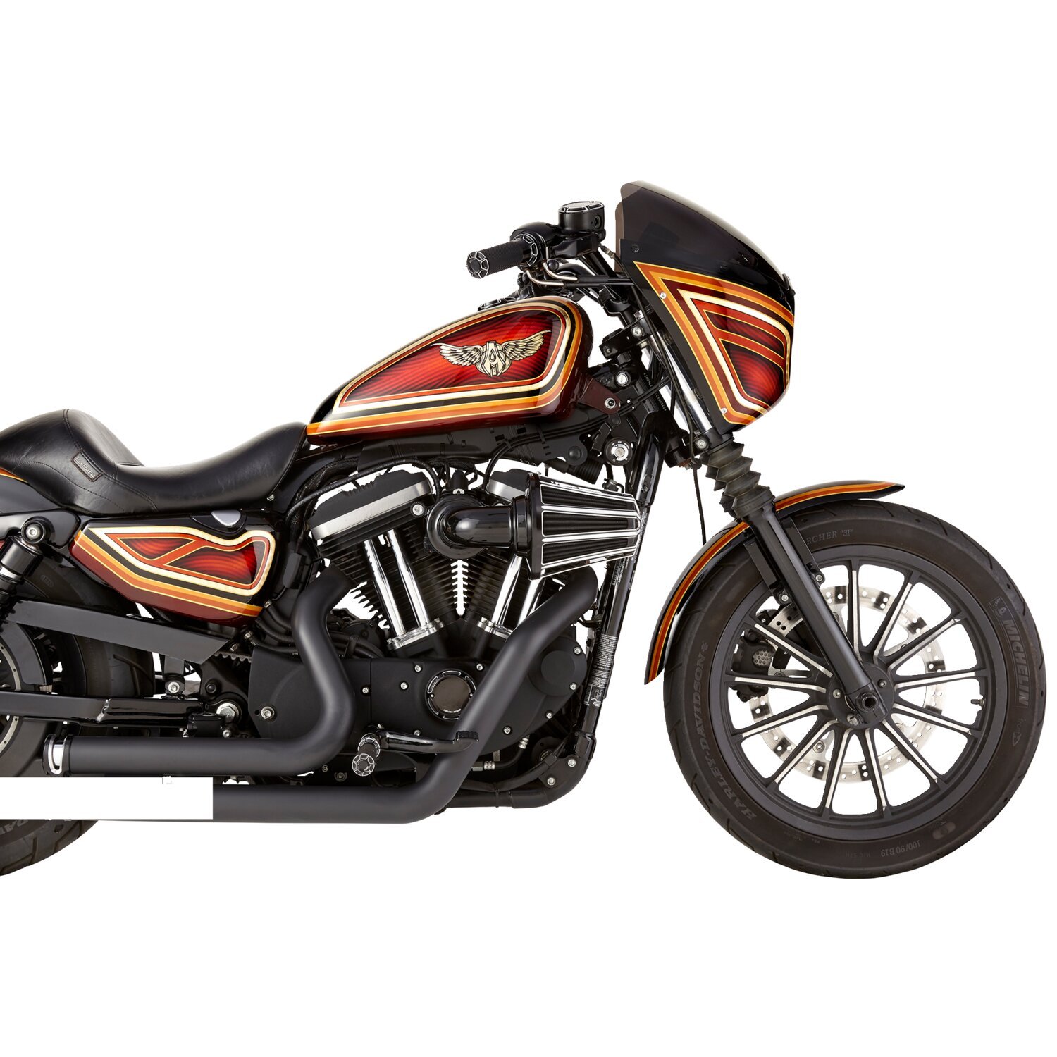Arlen Ness, 90° Monster Sucker air cleaner. 10-Gauge, Black, Contrast Cut