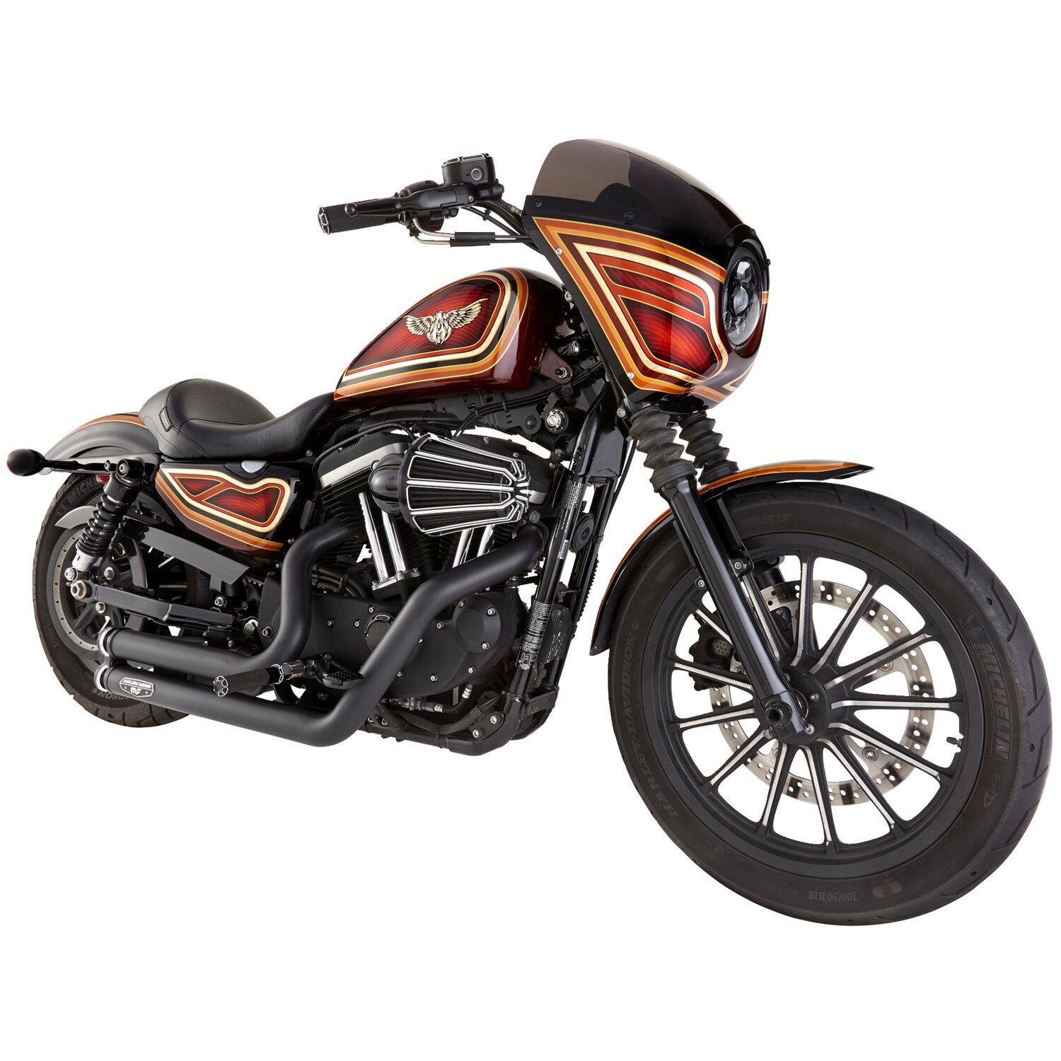 Arlen Ness, 90° Monster Sucker air cleaner. 10-Gauge, Black, Contrast Cut