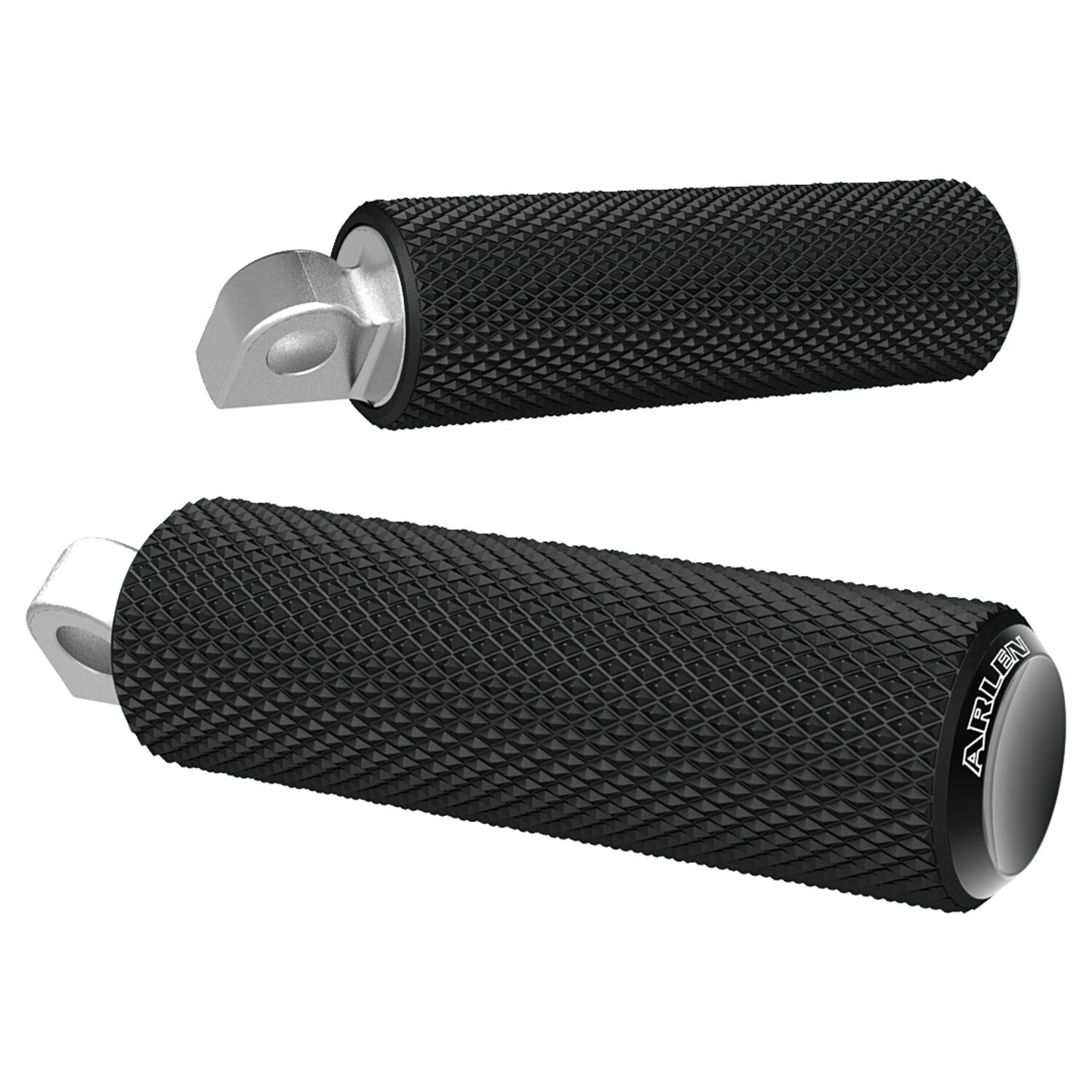 Arlen Ness, Fusion foot pegs, Knurled. Black end caps