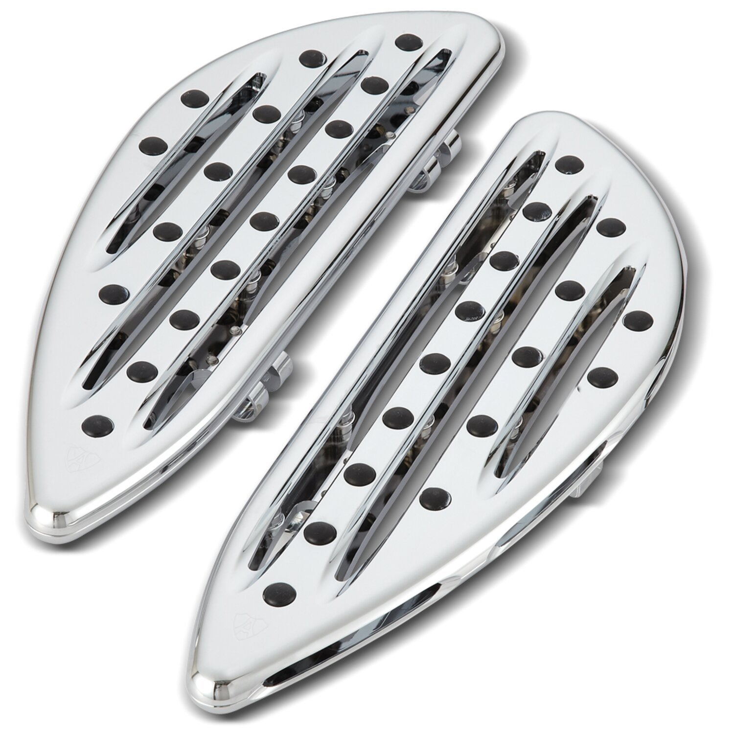 Arlen Ness, 83-17 Deep Cut rider floorboards, Silver, Chrome