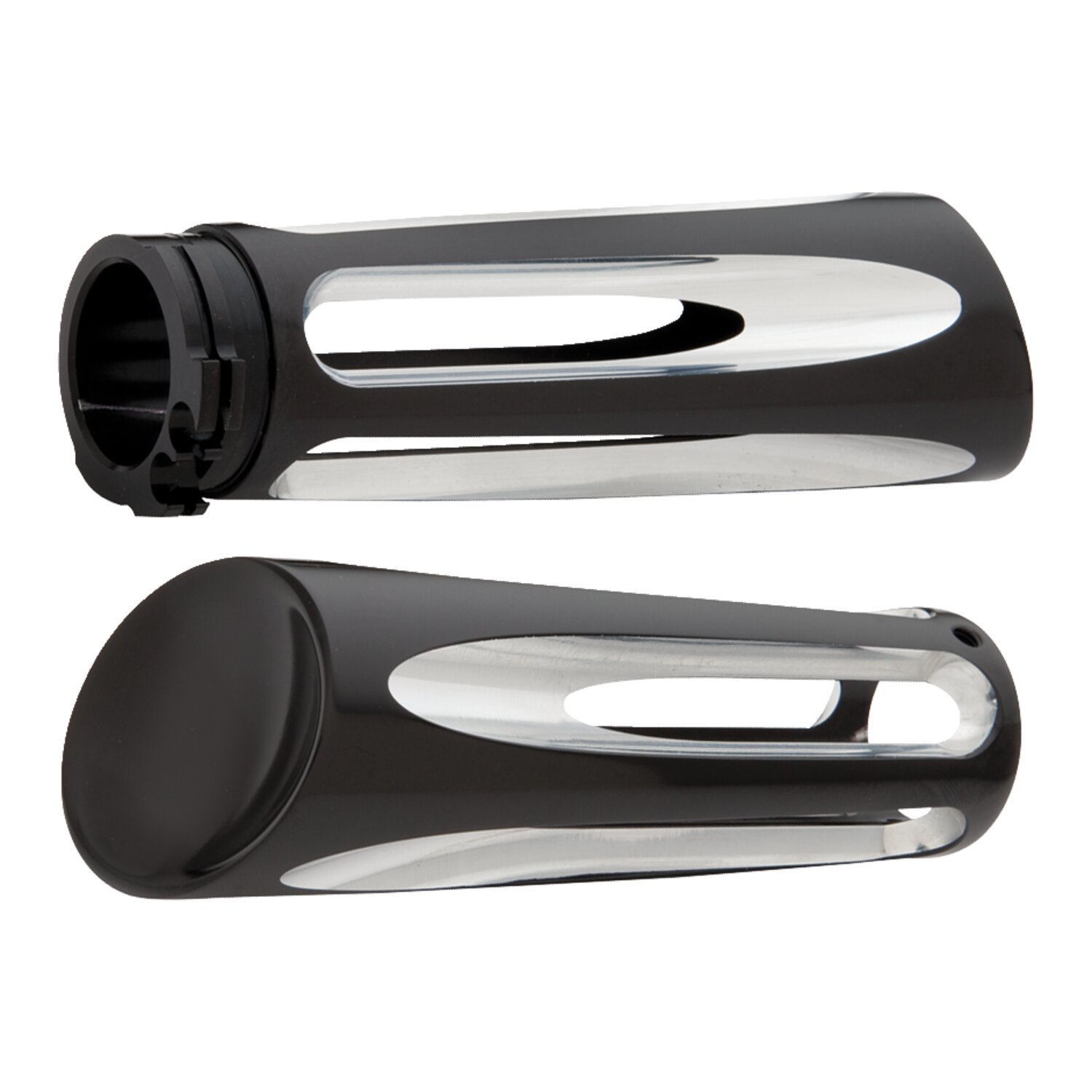 Arlen Ness, billet Deep Cut handlebar grips, Black