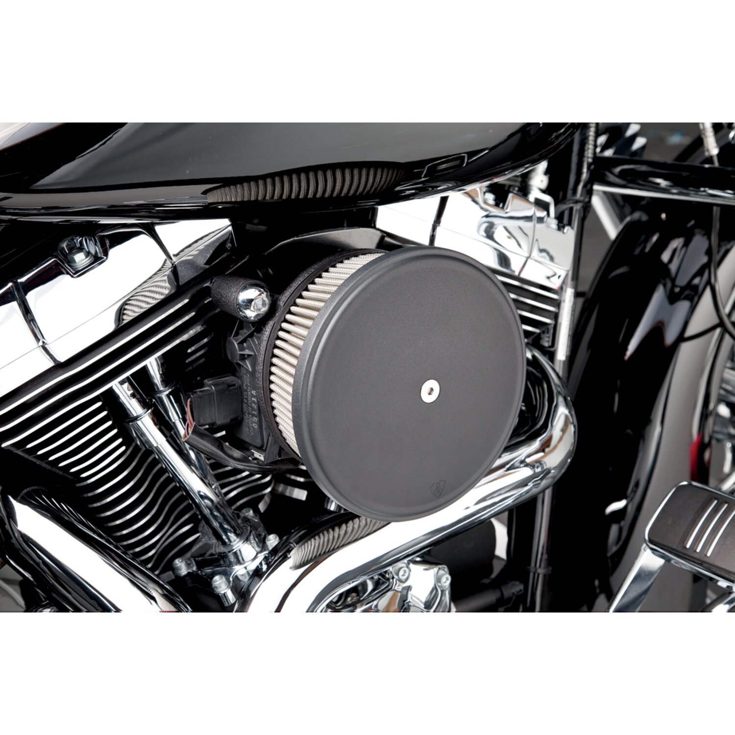 Arlen Ness, Stage 2 Big Sucker air cleaner kit. Steel cover, Black, Matte