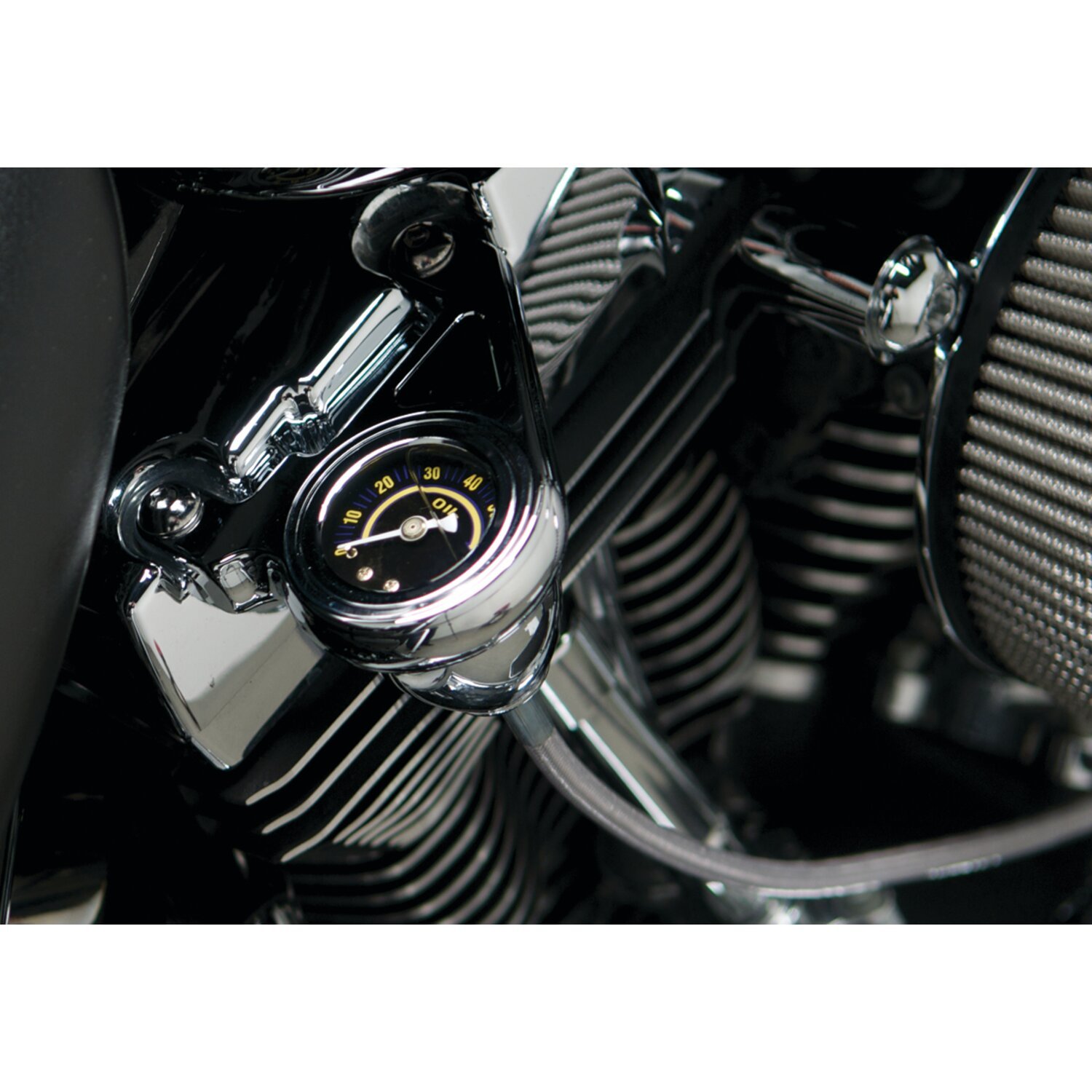 Arlen Ness, oil pressure gauge kit. Smooth, Chrome