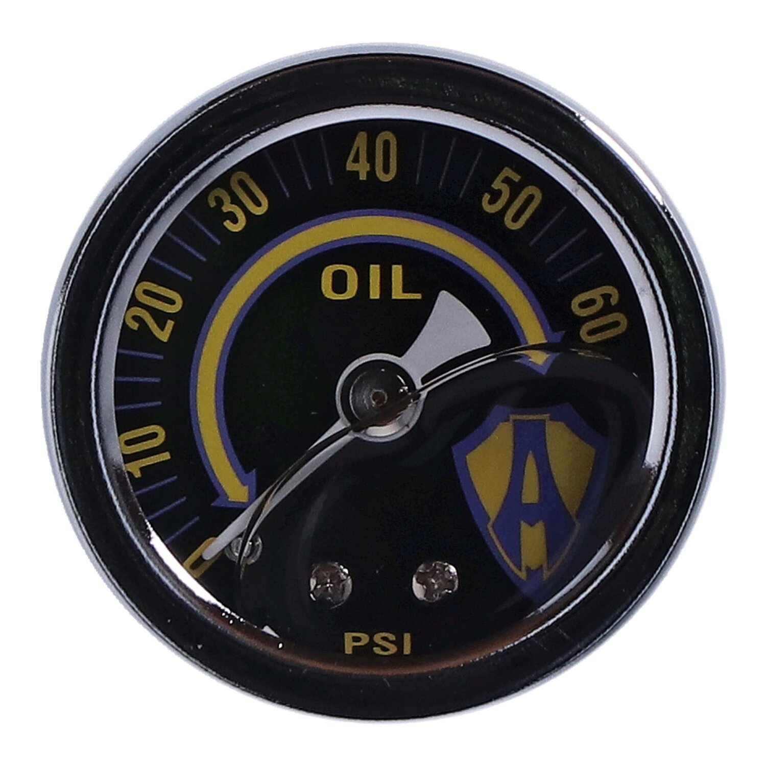 Arlen Ness, 1-1/2" oil pressure gauge, Yellow