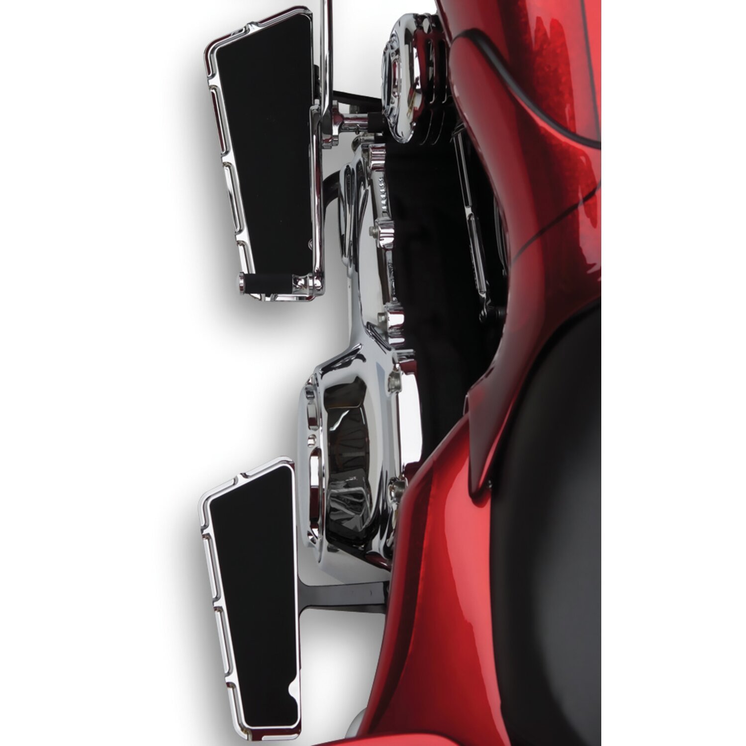 Arlen Ness, Fusion Beveled rider floorboards, Black, Chrome