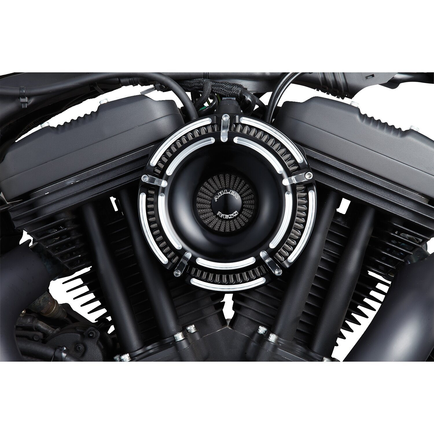 Arlen Ness, inverted air cleaner kit 'Slot Track'. Black CC
