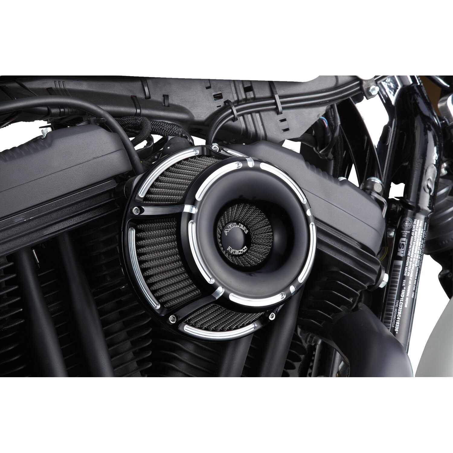 Arlen Ness, inverted air cleaner kit 'Slot Track'. Black CC, Contrast Cut