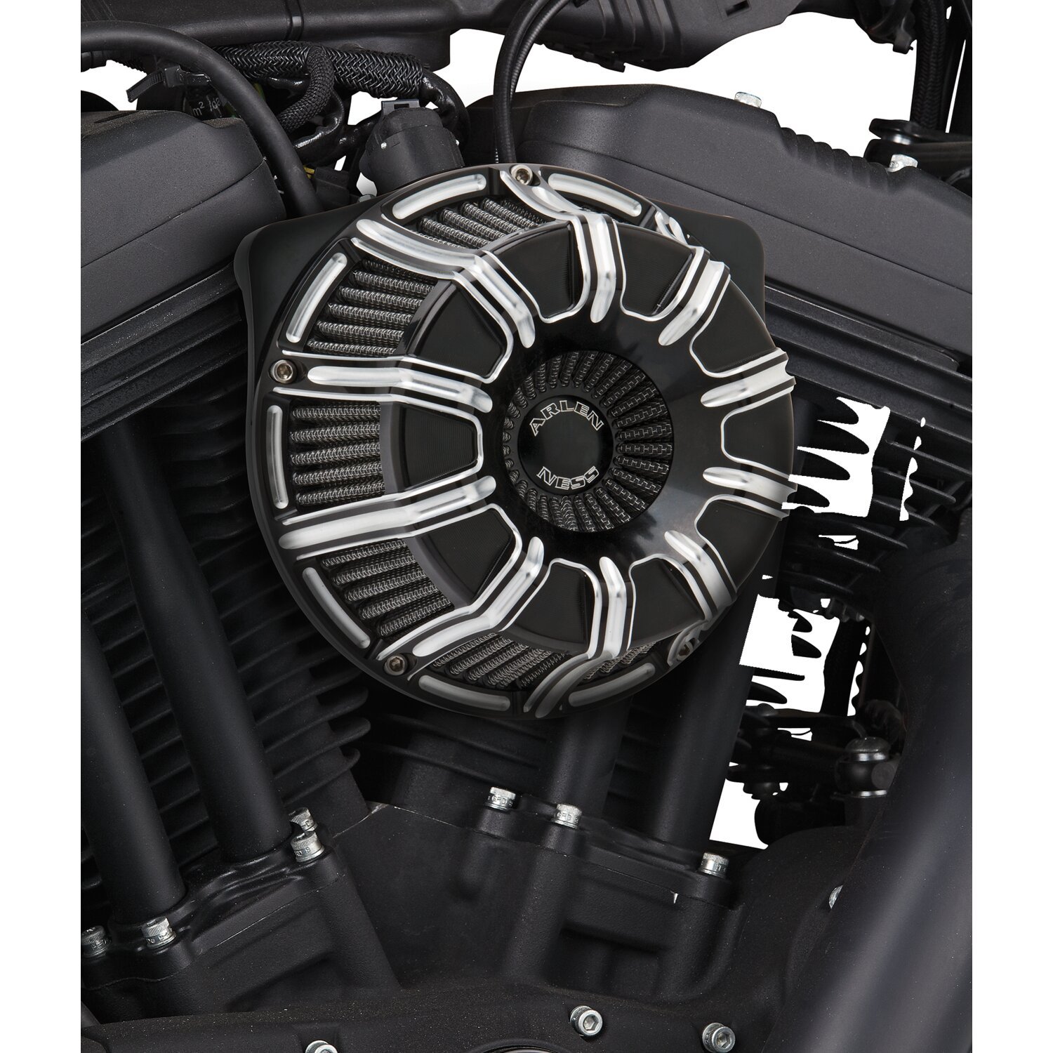 Arlen Ness, inverted air cleaner kit '10-Gauge'. Black CC, Contrast Cut