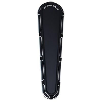 Billet aluminum dash panel with a black anodized finish.