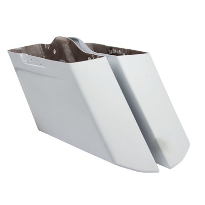 No Cut-Out for muffler(s).
Arlen Ness Down-N-Out bags are 6" longer and 2" lower than the original Ness Big Bags. A taper on the lower section of the bag gives a clean slimmed-down look and an extra 2" of cornering clearance.
Composite bags: Primed with a high quality polyester sanding primer and ready to paint. Bags are constructed from high quality composite material and are oven cured over a wide heat range to ensure stability and durability. Each bag has hand placed fibers strategically located to provide the highest structural integrity possible and a maximum strength to weight ratio. These are stronger than any OEM (=ABS) hard bag.
- Left & Right set
- Composite material, stronger than stock ABS
- Ready to paint
- No exhaust cut-out
- 6" longer and 2" lower than original Ness big bags.
Note: OEM lids and mounting hardware are not included and must be re-used.
Note: Fit & finish check bags prior to painting.