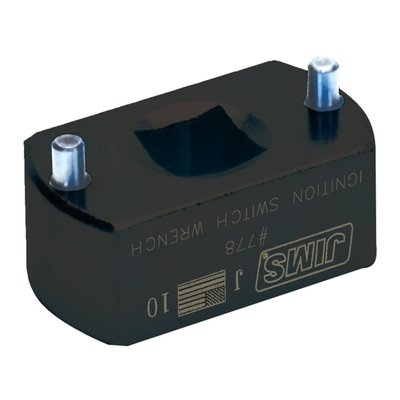 Used to remove and install the ignition switch/fork lock. This tool locates on the ignition switch face nut that holds the switch in place on the frame, letting you remove or install this switch correctly. Tool has a 3/8" drive access hole.