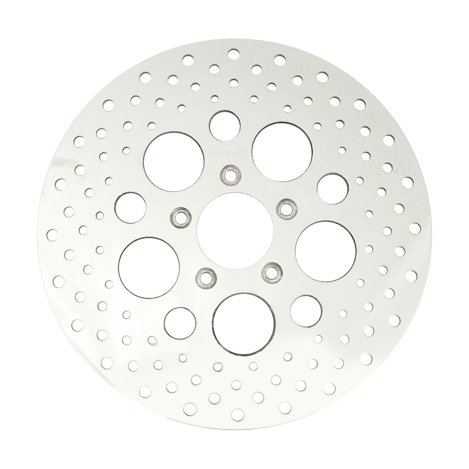 Brake rotor L/R front, 11.5" drilled stainless, Polished