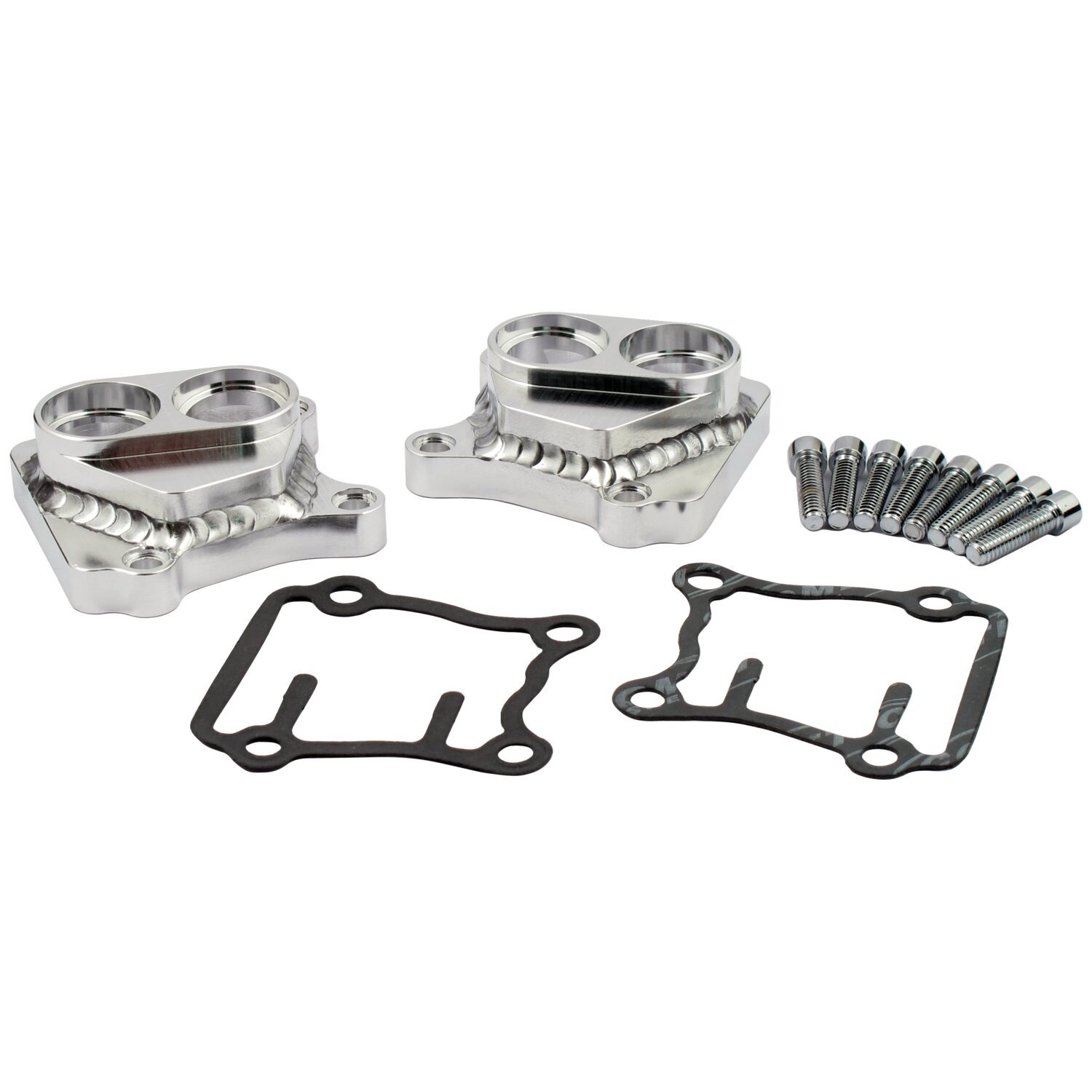 JIMS, Twin Cam handcrafted tappet cover set. Raw finish, Chrome