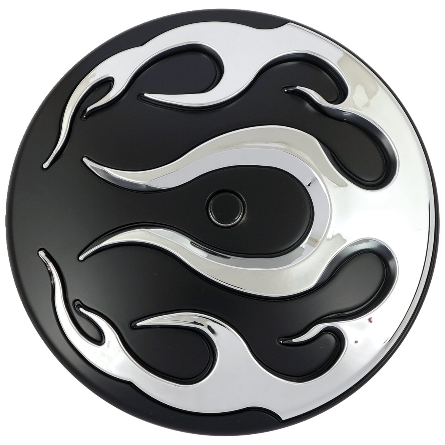 Flame air cleaner cover insert, Black, Chrome