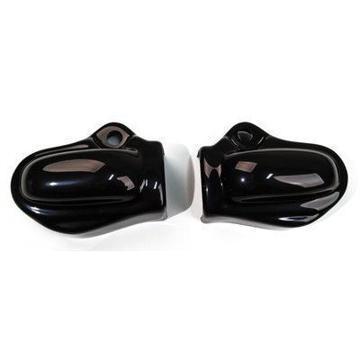 Gloss black ABS. Covers the wheel axle bolts and rear swingarm area. Mounts to the lower rear shock absorber mount. 
Note: When used with the 963040 Cult-Werk lowering kit, small modifications are required to rear axle cover kit.