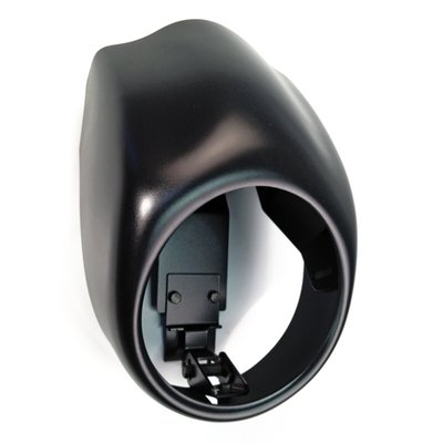 Unpainted matte black finish. Headlamp mask, manufactured from ABS plastic, pre-drilled and ready to paint. Works with stock headlamp and wiring. The included CNC machined headlamp brackets lowers the current headlamp position 50mm. Optionally the speedometer / instrument panel can be tucked away under the fairing and installed on the headlamp brackets, still offering an unobstructed view on the instrument panel. With this headlamp fairing kit the long, aggressive look is yours! 
Note: Will not fit models with upside down forks. 
Note: This headlamp fairing kit will fit Night Rod models, but in combination with the regular VRSC V-Rod headlamp only. 
Note: Comes with approval. Check your local MCS dealer or the MCS sales department for exact type of approval and validity on bike model and years on the test report.