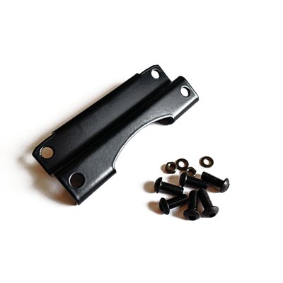 Black powder coated steel. 
Lowering bracket is installed between upper triple tree and headlamp fairing, drops headlamp 45mm. 
Looks fast, even when parked! 
Plug & play 4-bolt installation, without any modifications.