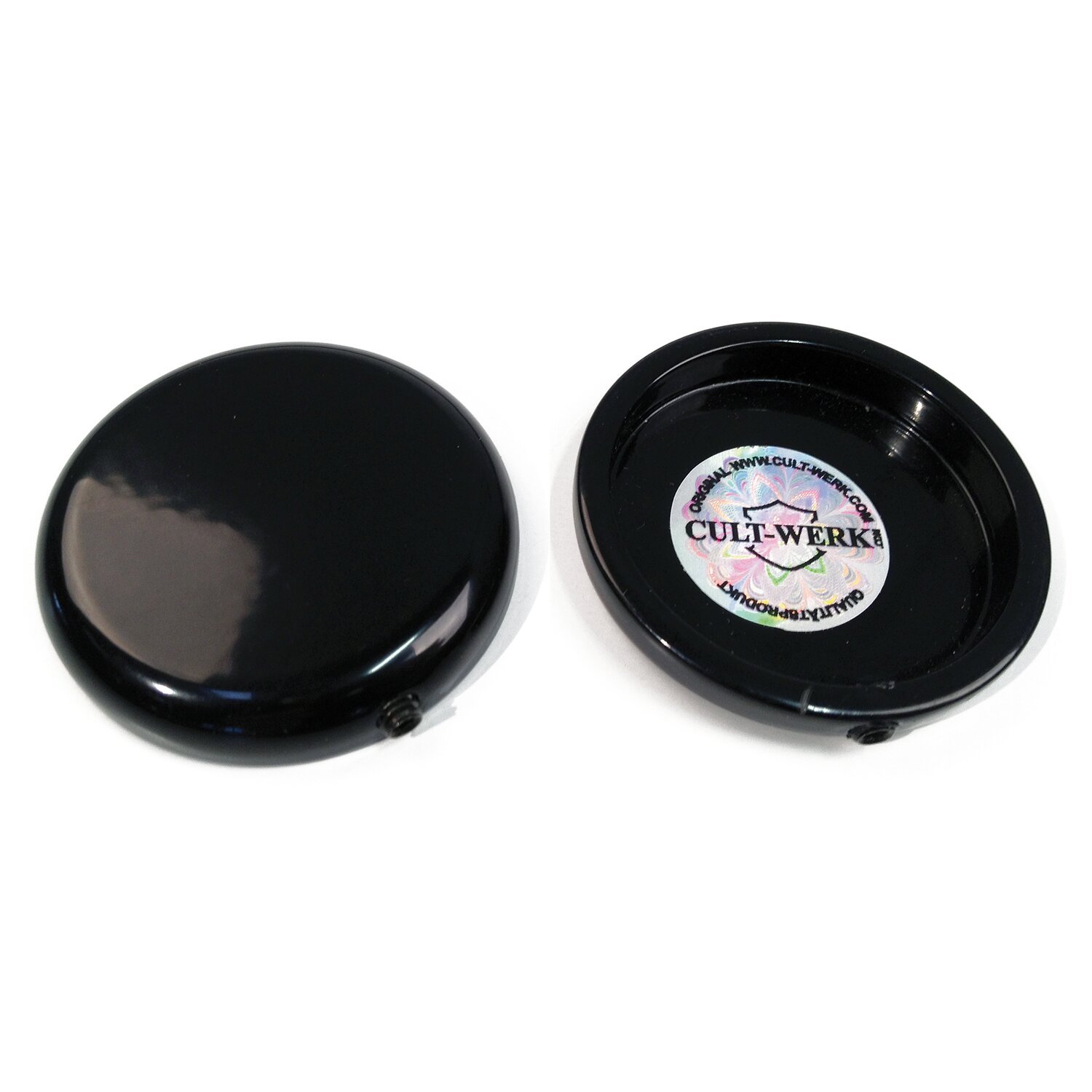 Cult-Werk, 2-piece fork tube cap bolt cover kit, Black, Gloss