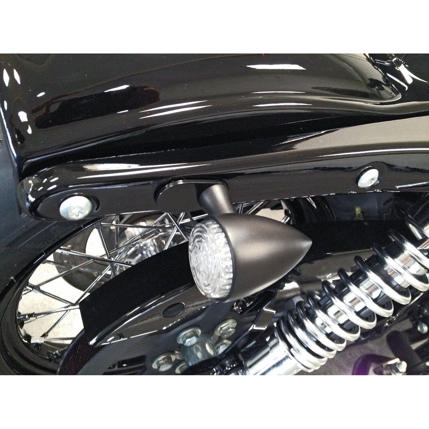 Cult-Werk, turn signal mount kit. Rear. No angle, Black, Gloss