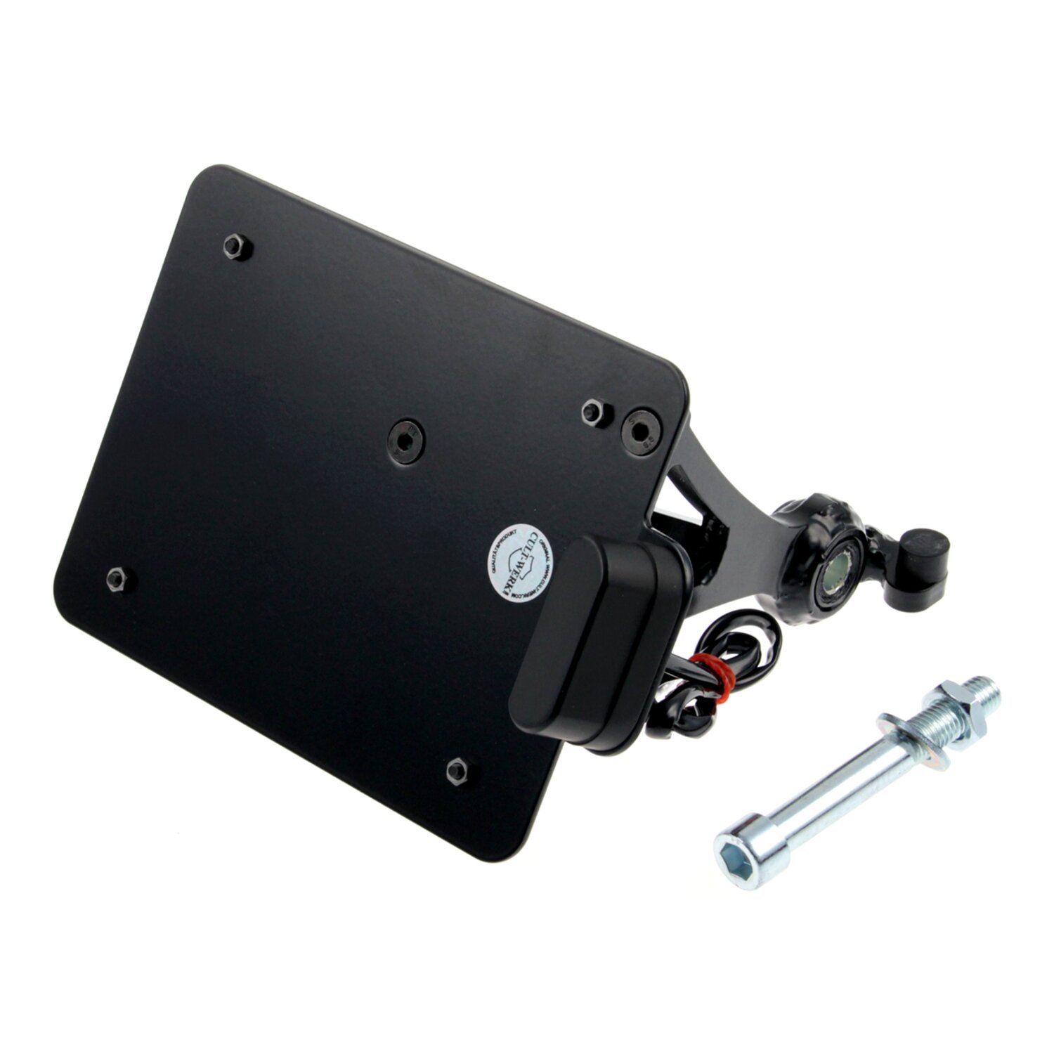 Cult-Werk, side mount license plate bracket. Switzerland, Black, Gloss