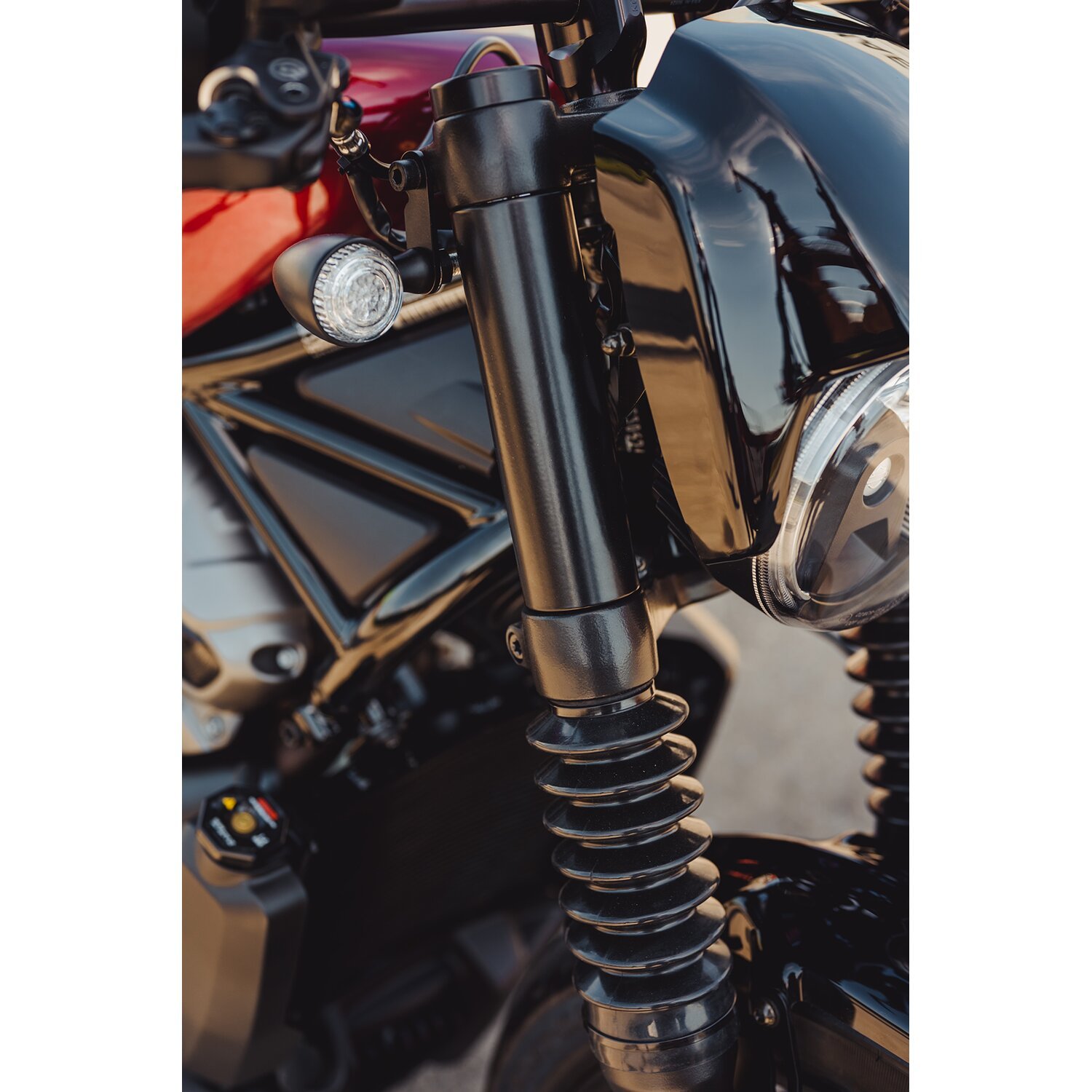 Cult-Werk, Nightster turn signal bracket set. Front, Black, Gloss