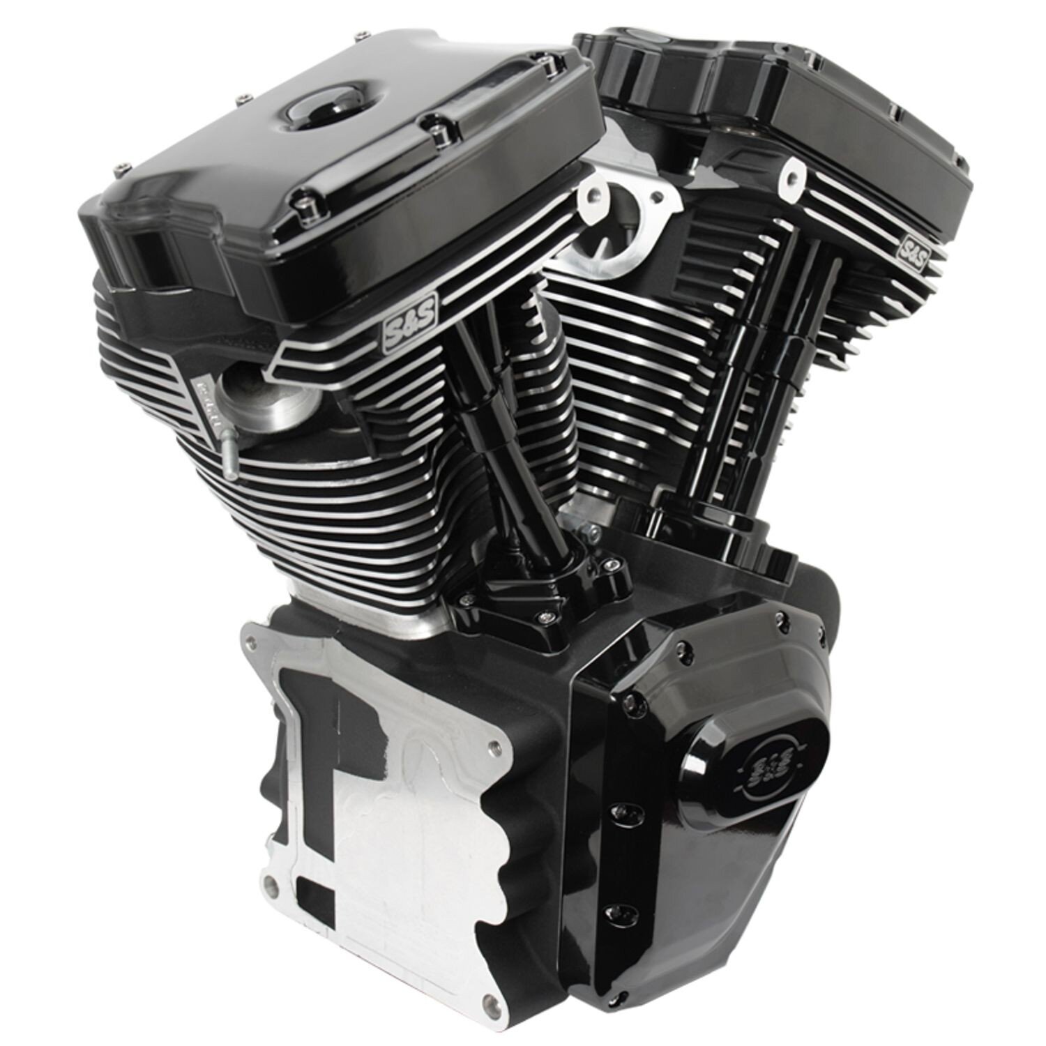 S&S, 4-1/8" bore 124" long block TC engine. All, Black, Matte