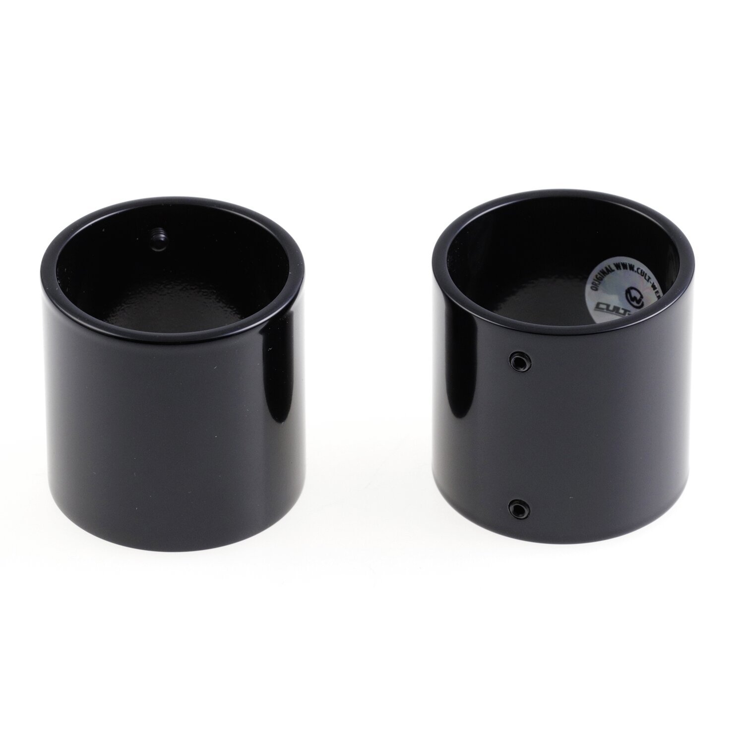 Cult-Werk, 2-piece upper fork cover kit short, Black, Gloss
