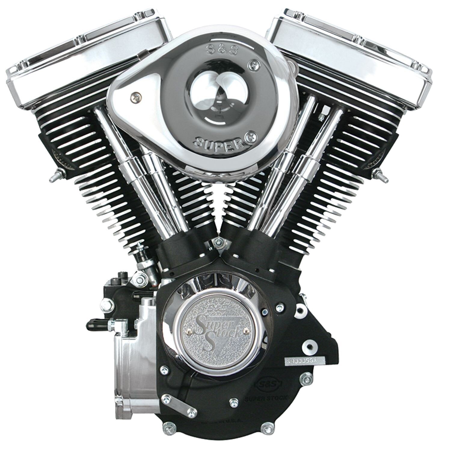 S&S, V80" engine assembled, Black, Wrinkle