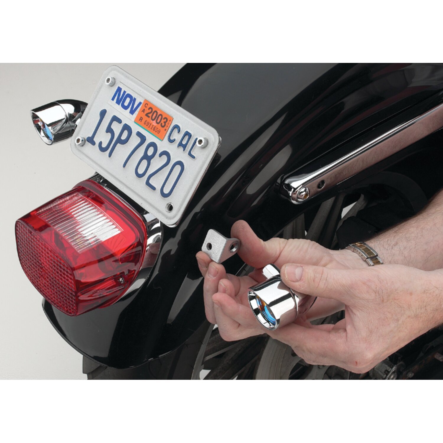 Cycle Visions little light brackets, Black, Chrome