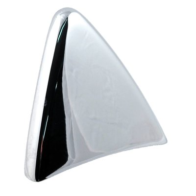 Chrome plated aluminum. Covers the 3 nasty holes when the stock licenseplate bracket, above the taillight, is removed for a custom  license plate set-up.