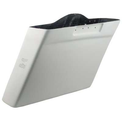 No exhaust cut-out.
Extended stretched saddlebag, used as a direct replacement for Touring hard bags.
Saddlebag is fiberglass gel coated bottom ends only, it will take stock H-D lids and hardware.
