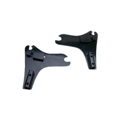 11" wide. Black powder coated. 10 gauge steel. Detachable. Mounts to outside of fender struts. Takes all 11" wide Cycle Visions sissy bars.
Note: Appropriate docking hardware must be purchased separately.