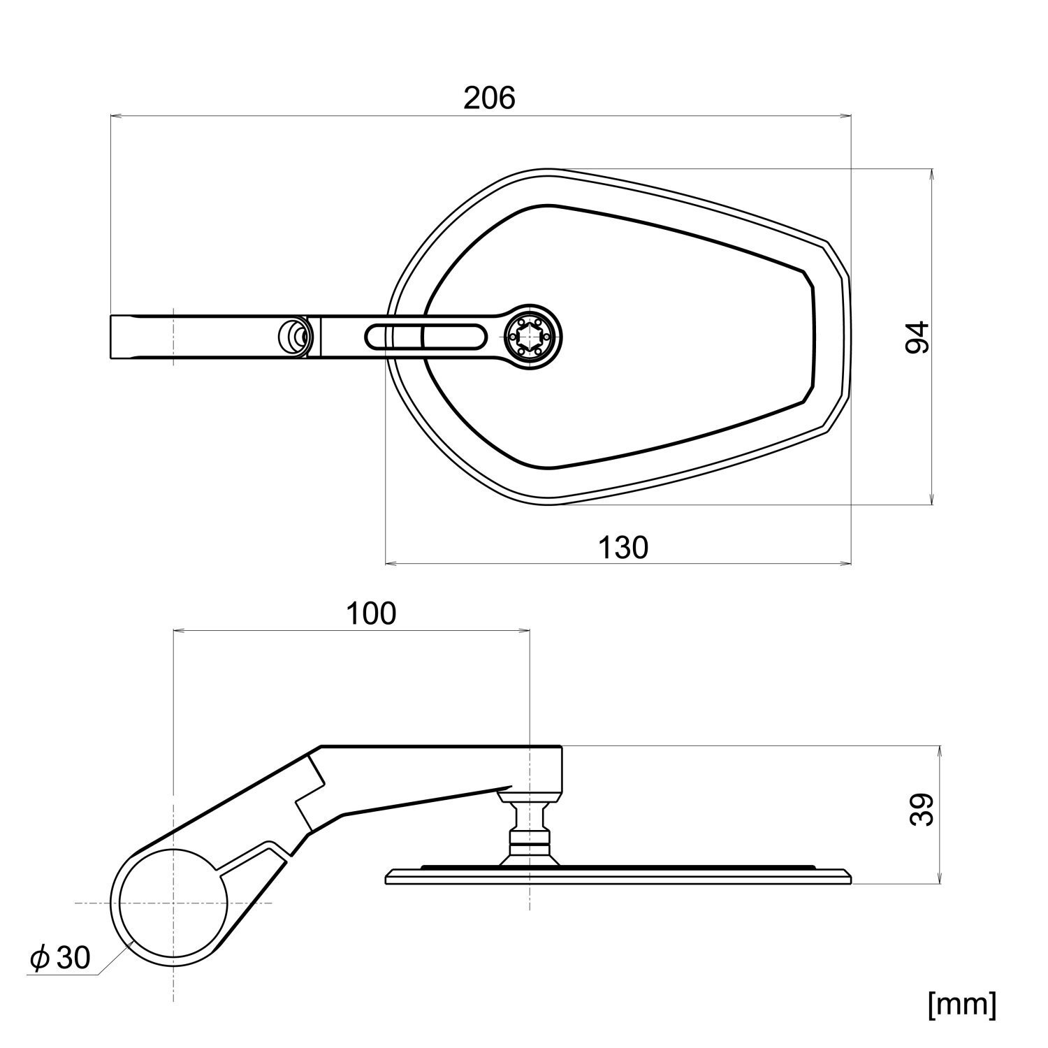 Daytona, clamp-on Flat D-mirror. Number 15