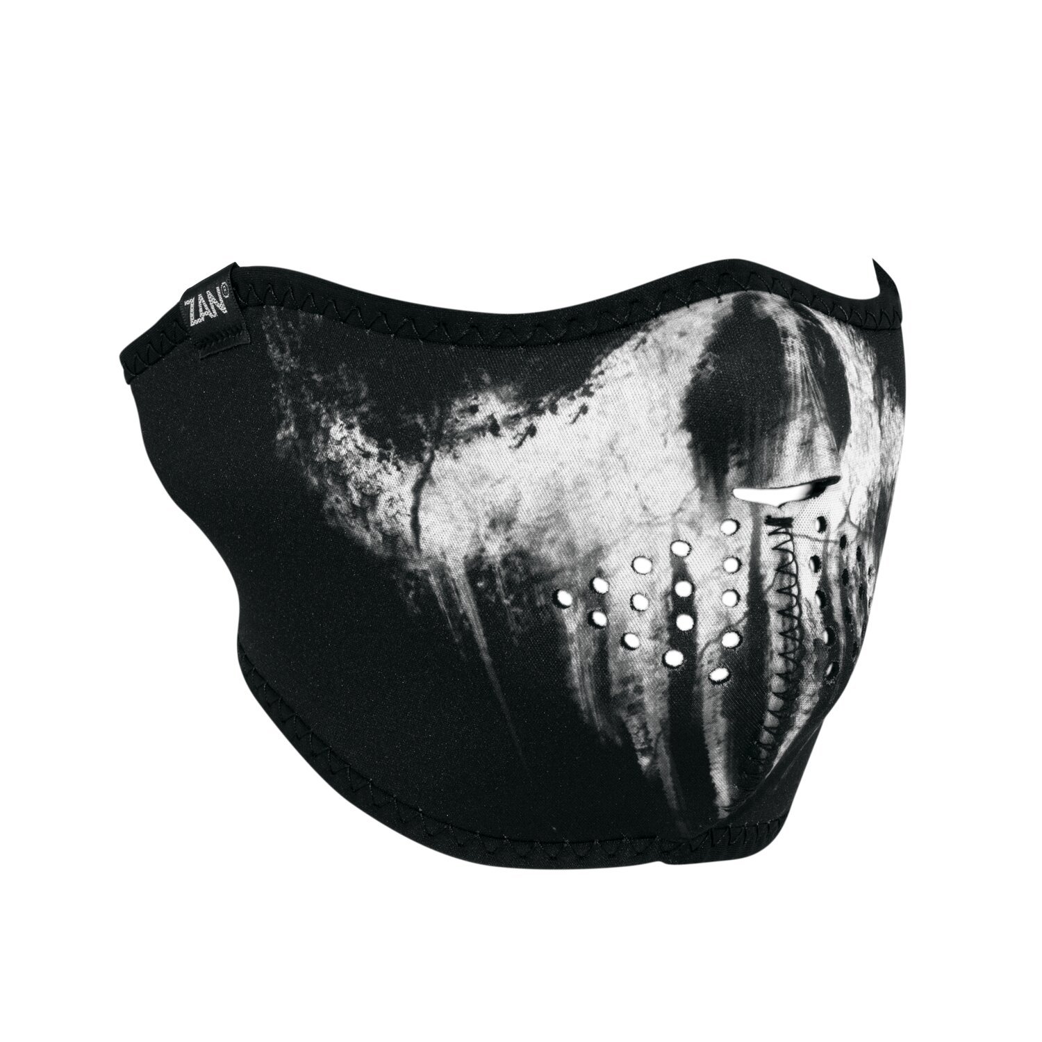 ZANheadgear Half Mask neoprene skull ghost, Black, One size fits most
