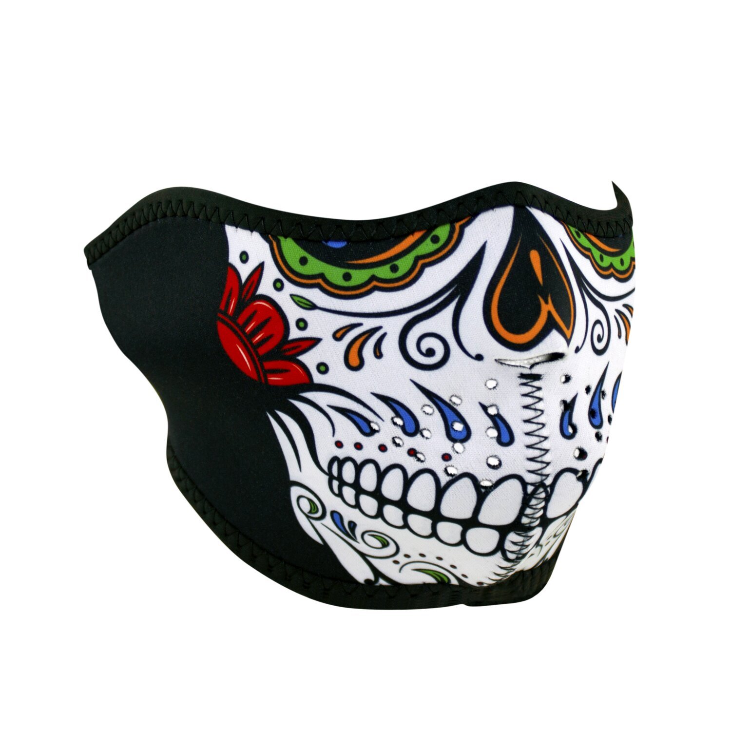 ZANheadgear Half Mask neoprene muerte, skull Black, One size fits most