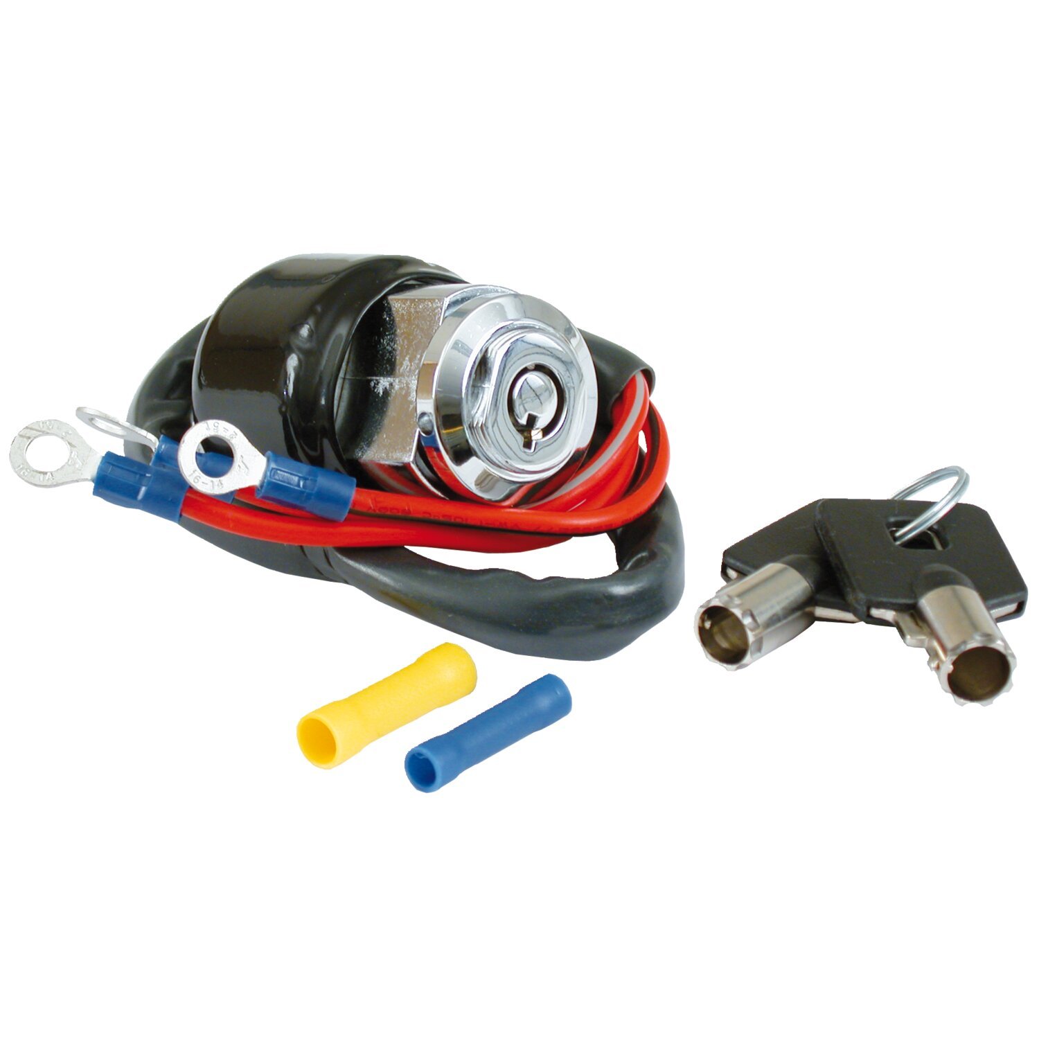Dyna style ignition switch, round key, 3-wire, Chrome