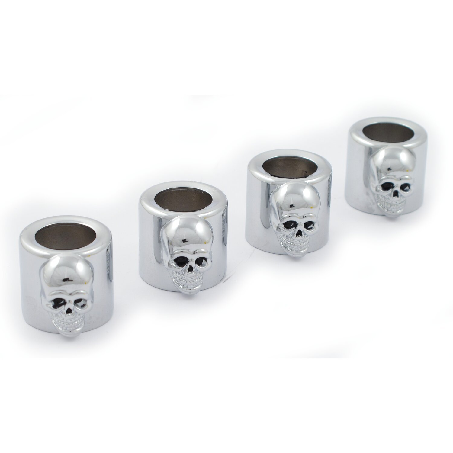 Spring cover set, pushrod, skull Silver, Chrome