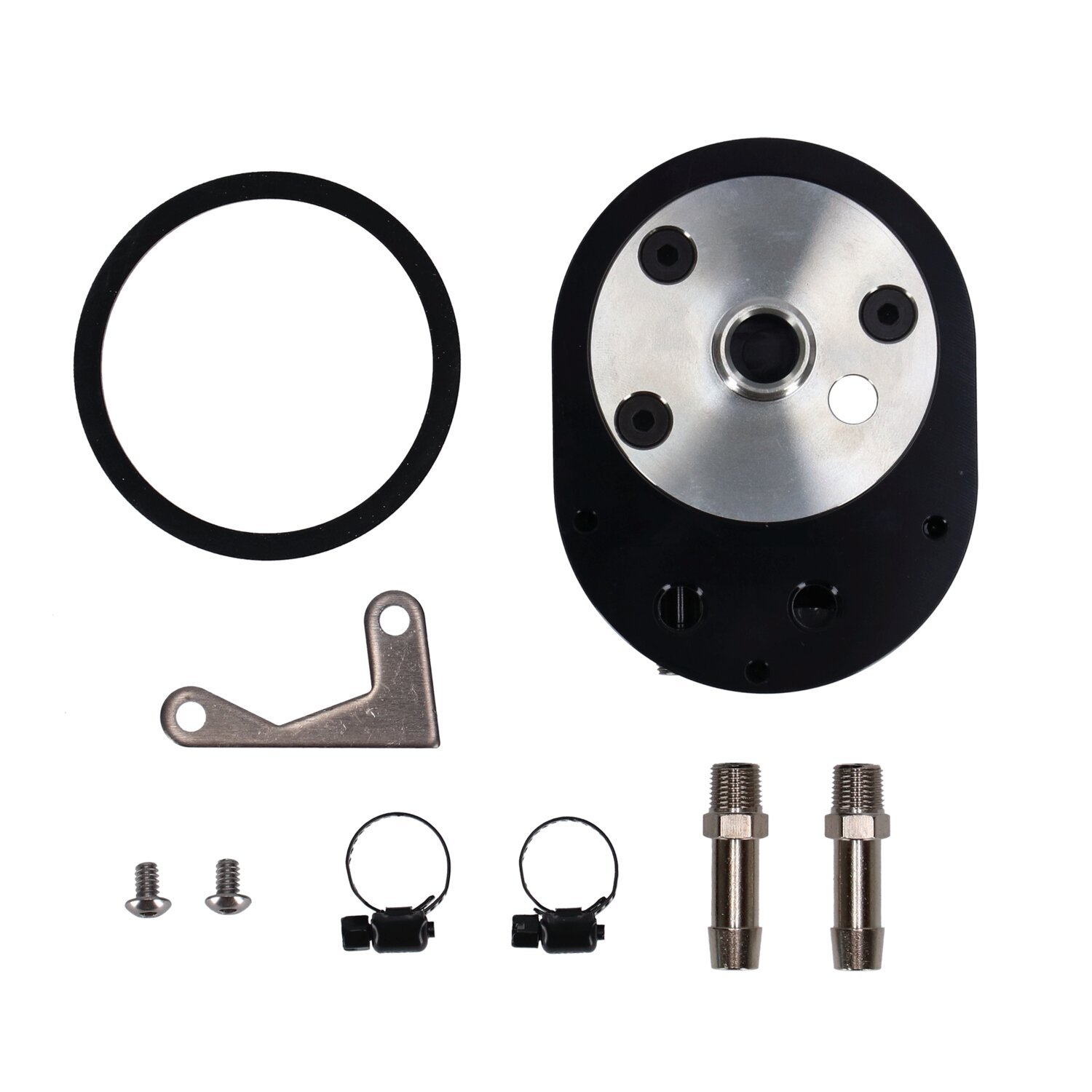 Jagg, offset oil filter adapter with VRP, Black
