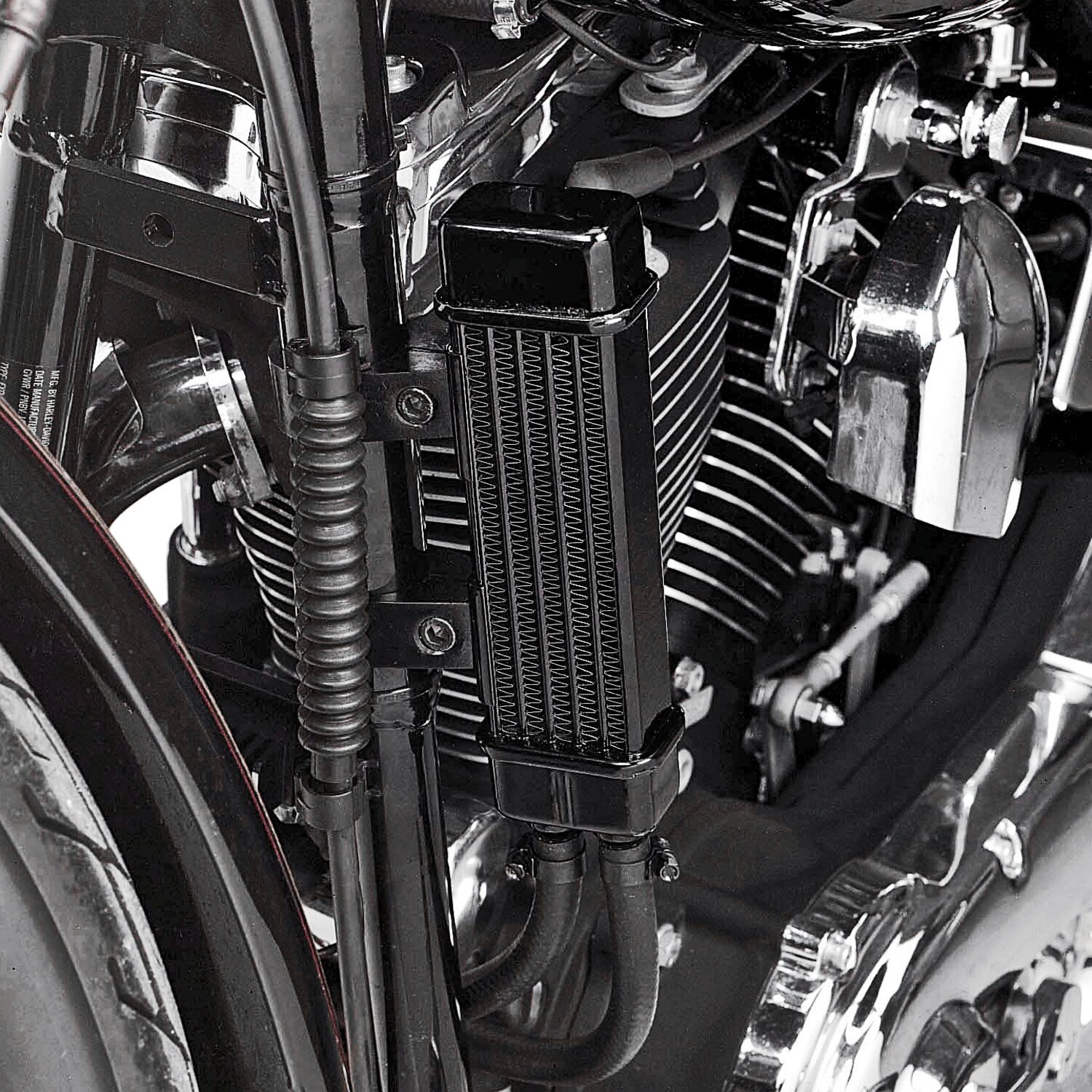Jagg, oil cooler kit. Vertical mount, 6 row, Slimline, Black