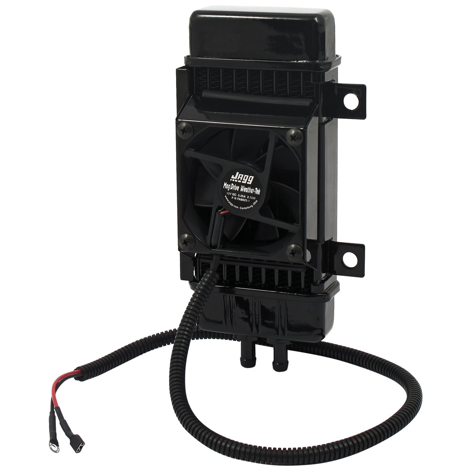 Jagg, oil cooler kit. Vertical mount, 10 row, Fan, Black